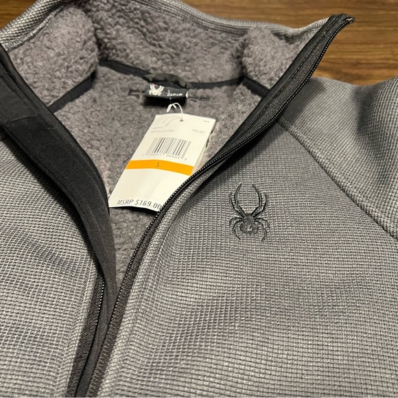 Spyder Men's Stellar Jacket Sherpa Lined Bonded Fleece Sz Small NWT Polar Gray - Picture 5 of 11